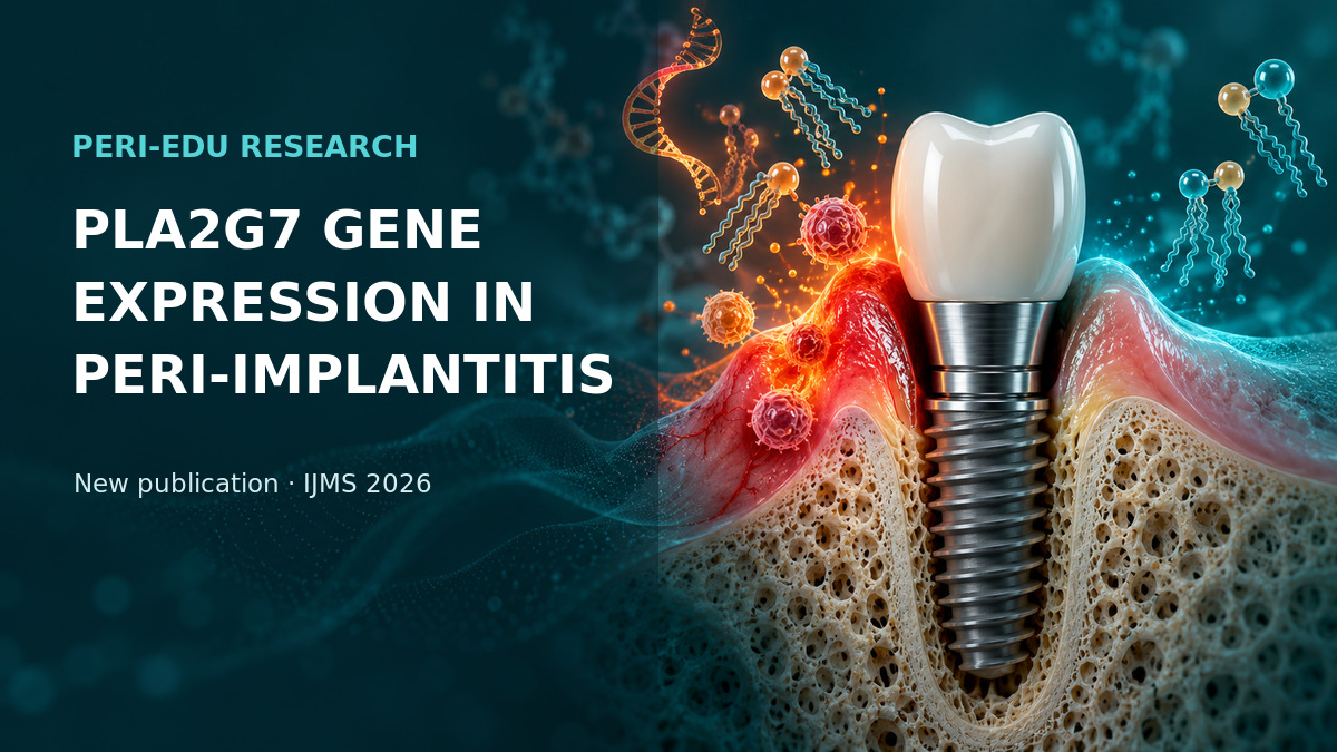 PERI-EDU research illustration showing gene expression in inflamed peri-implant tissue