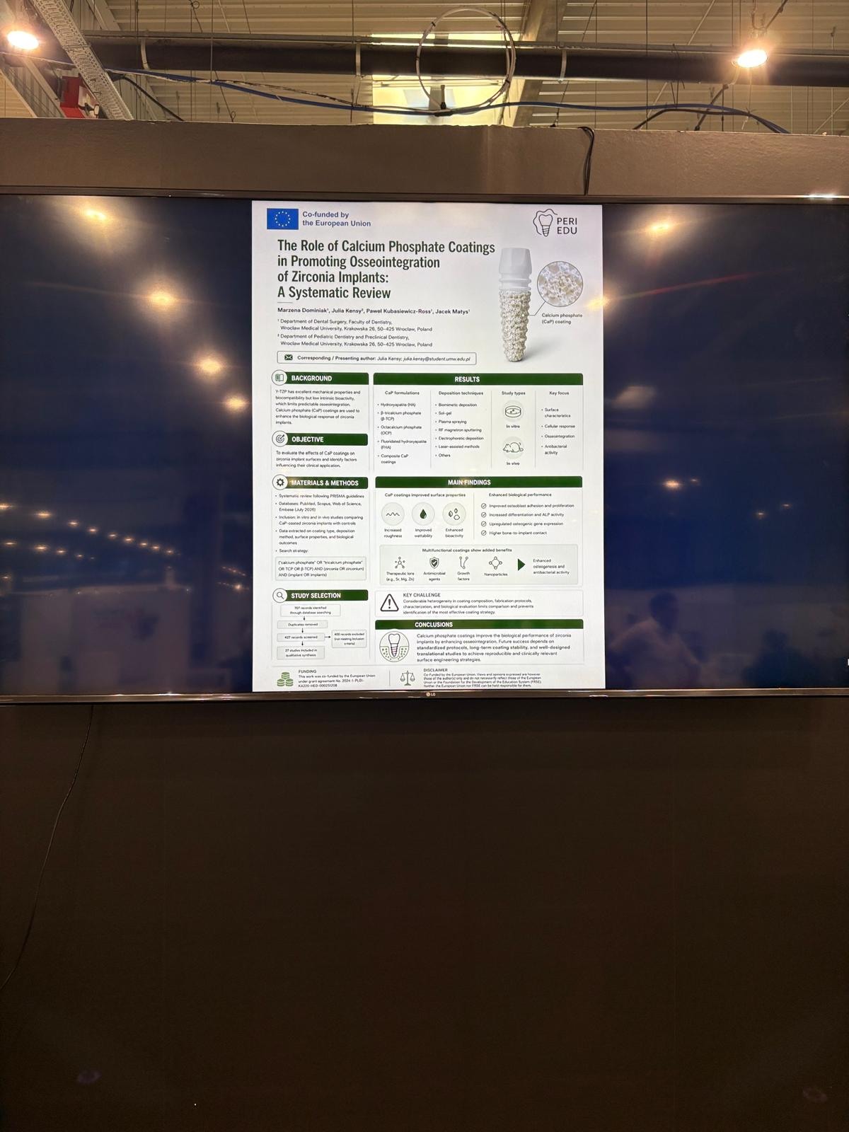 Calcium Phosphate Coatings for Osseointegration of Zirconia Implants displayed during the PERI-EDU poster session